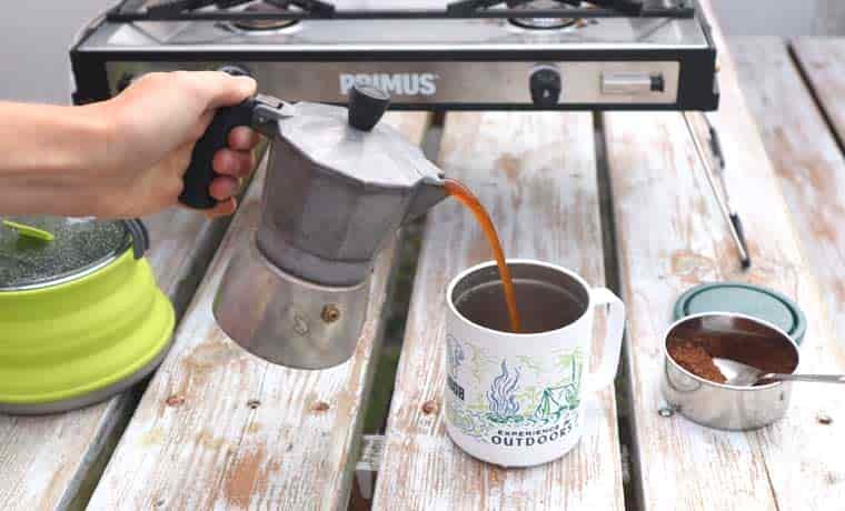 Camp coffee in moka pot