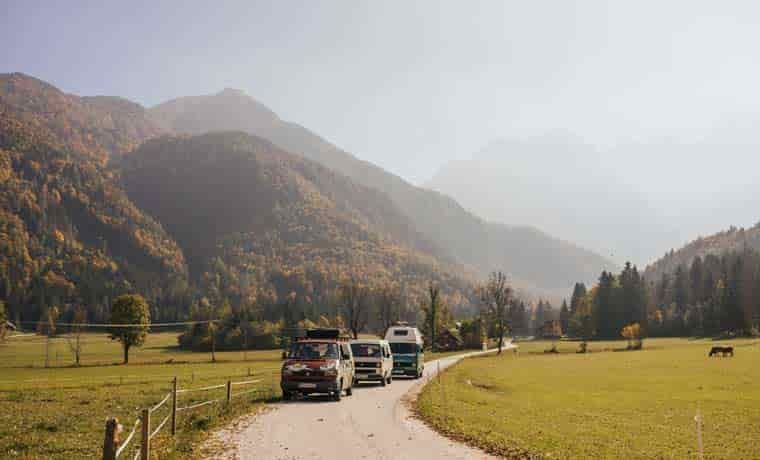 Campervans in the mountains