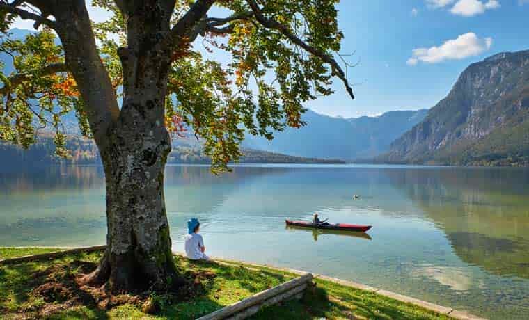Kayaking on Slovenian lake