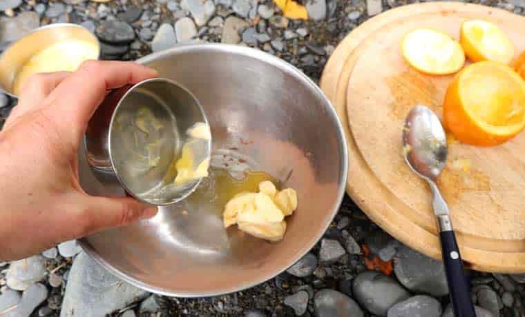 Adding butter to bowl