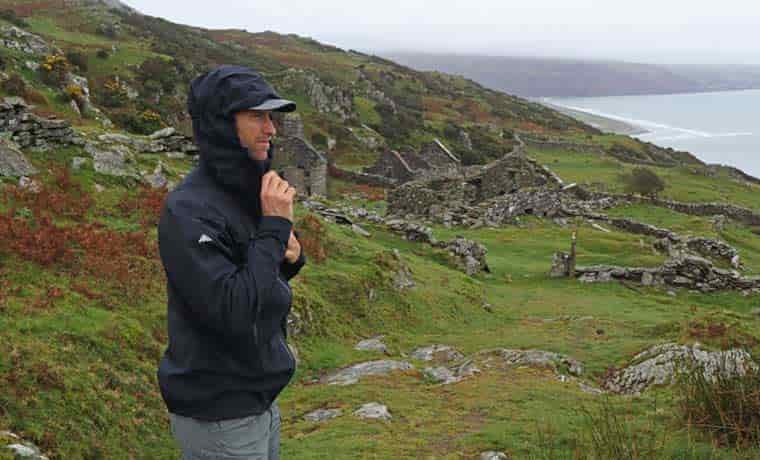 Man wearing rain jacket
