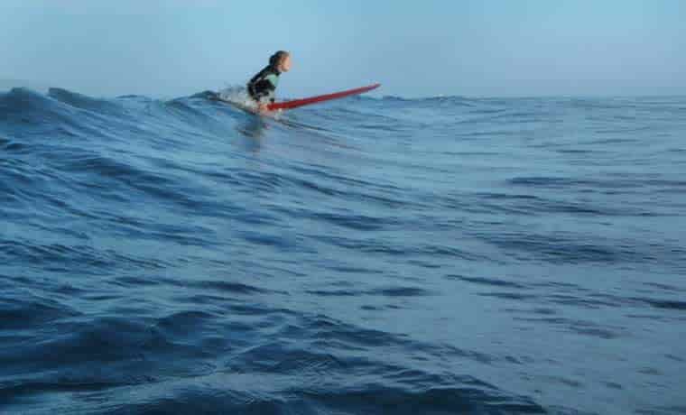 Woman on surfboard in the sea
