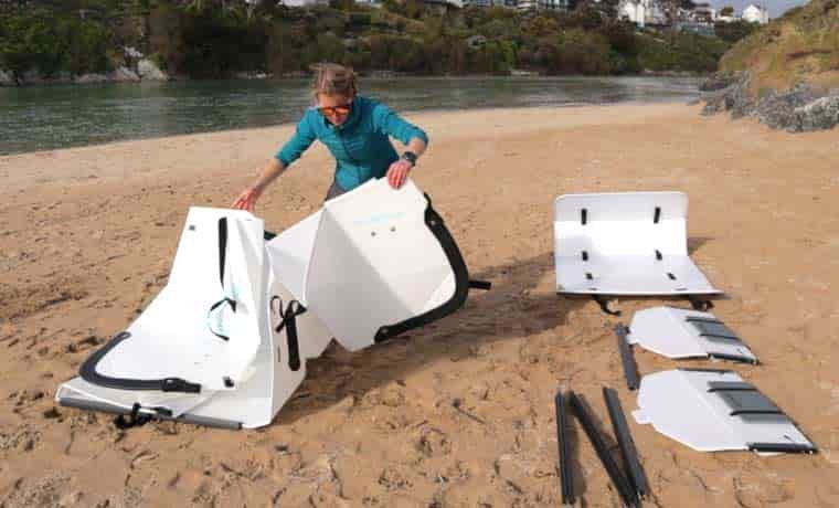 Setting up a folding canoe
