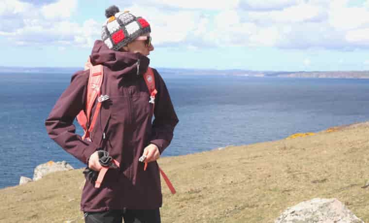 Woman wearing Houdini Leeward Jacket