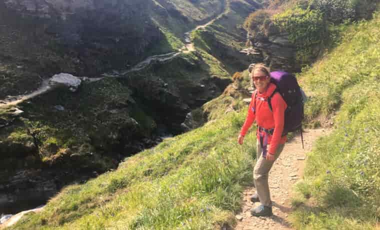 Woman hiking with backpack