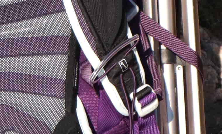 pole holder on backpack