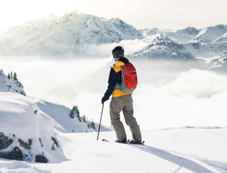 skier in the mountains