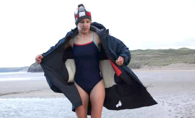Swimmer in dryrobe