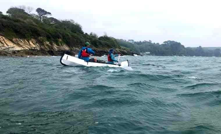 Canoeists in choppy water