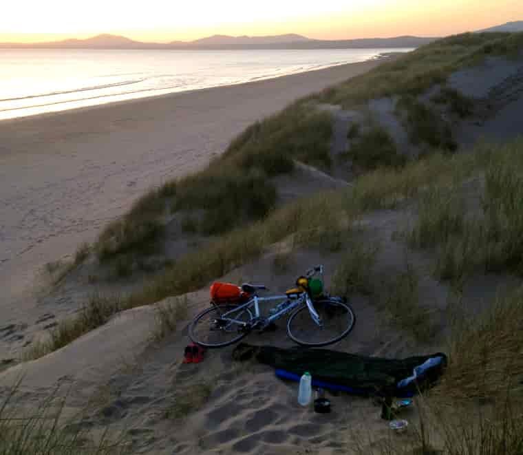 Solo camping spot on beach
