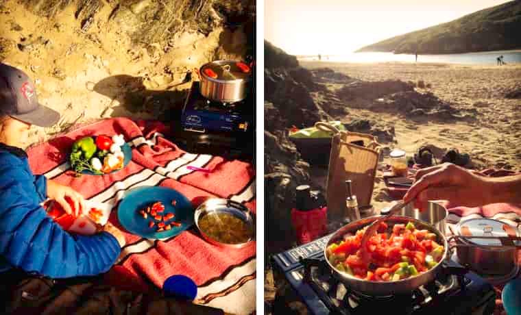 Cooking on a beach