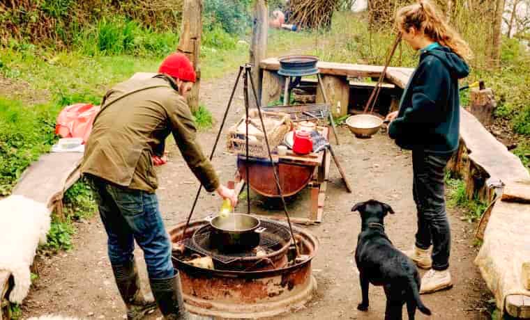 Cooking over a campfire