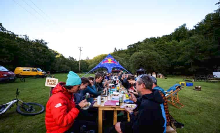 People sitting eating at a table