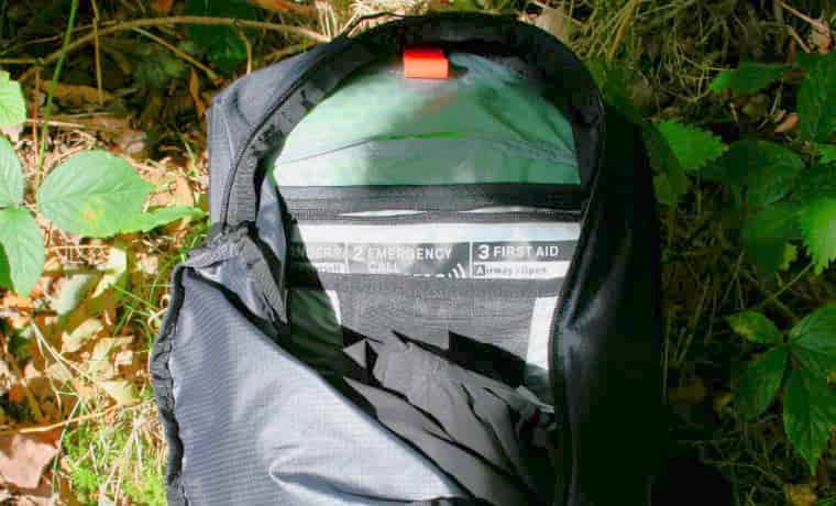 Inside pockets of backpack