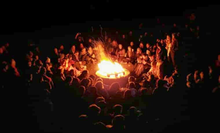 Scouts singing campfire songs