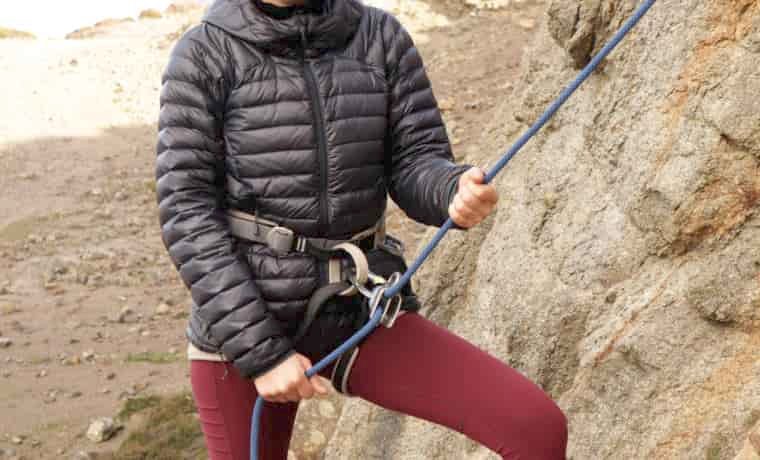 Woman demonstrating how to belay