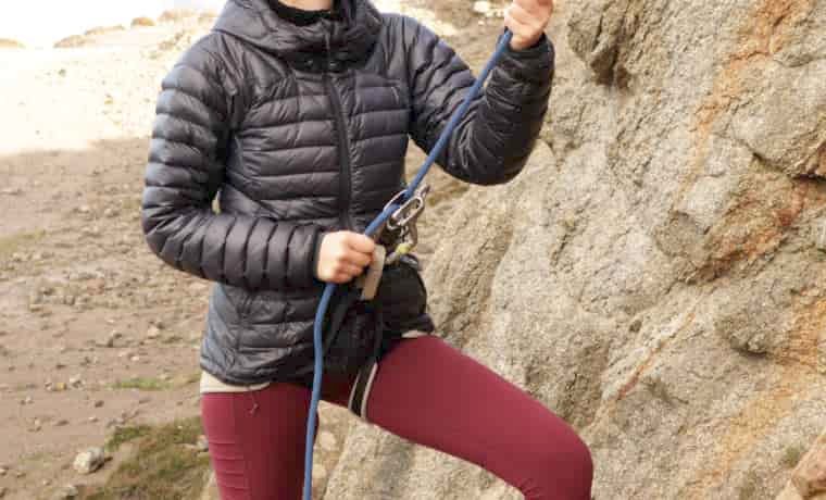 Woman demonstrating how to belay