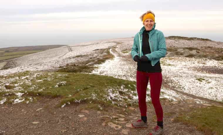 Woman wearing winter running clothes