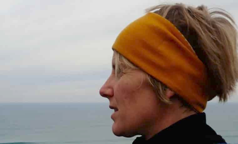 Woman wearing yellow headband