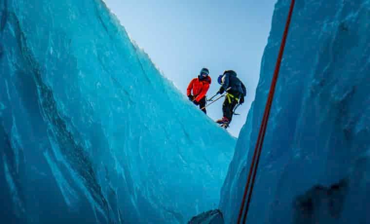 Mountaineers on glacier