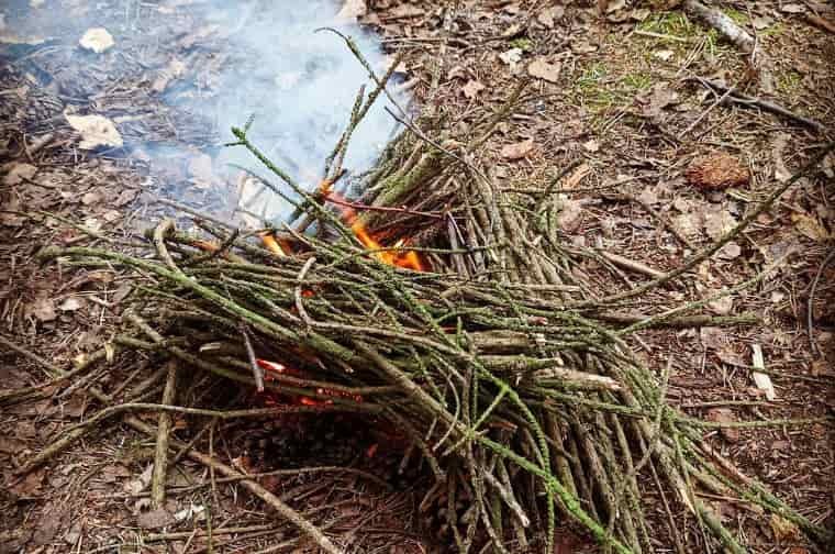 Types of Campfires: Aframe fire