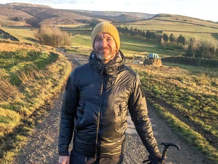 Man wearing jacket in the hills