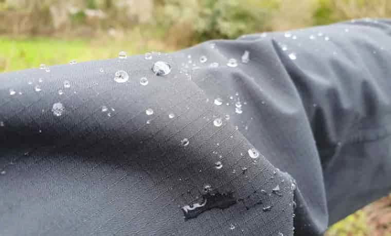 Jacket fabric with water on