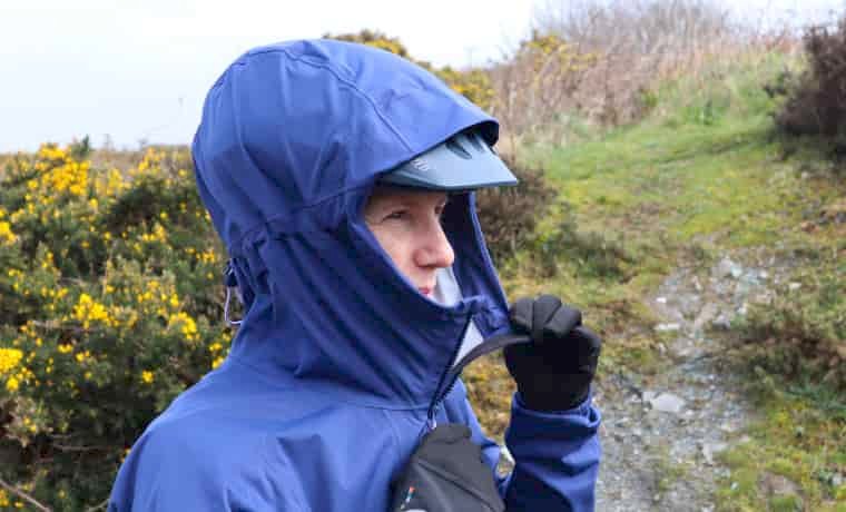 Cyclist with hood up
