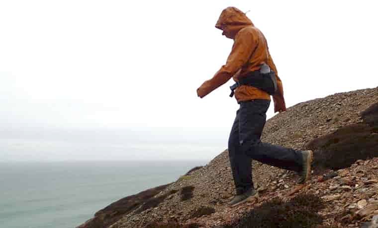 Woman hiking in the rain