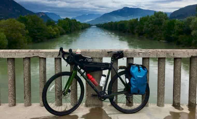 Bike-touring-gear-on-bike-in-mountains