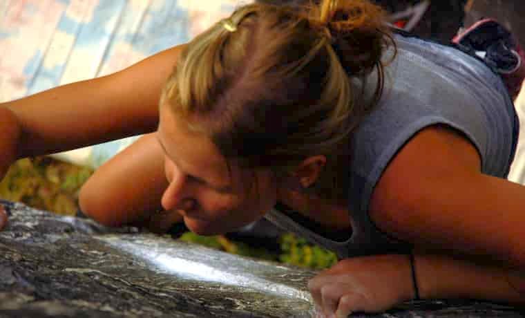 Woman bouldering