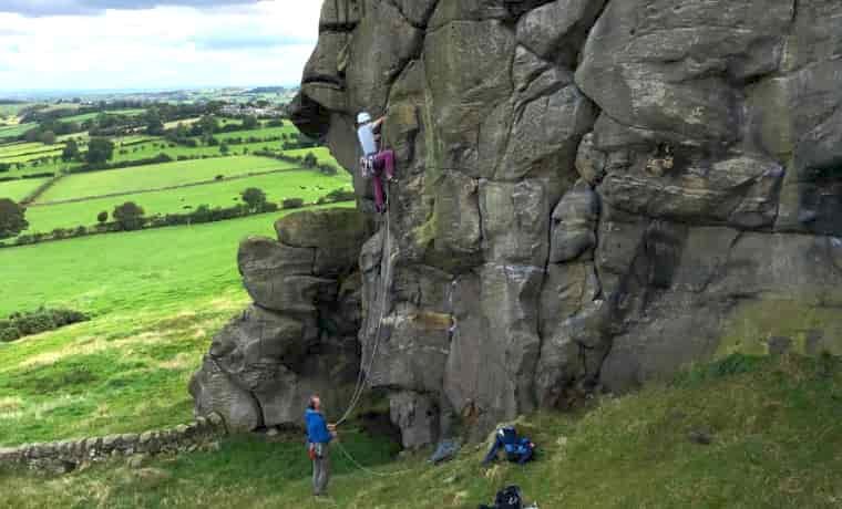 People trad climbing
