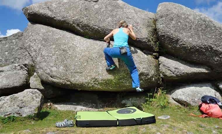 Woman bouldering