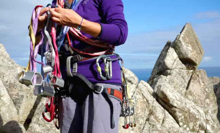Woman with climbing gear