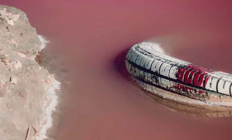 Tyre in polluted water