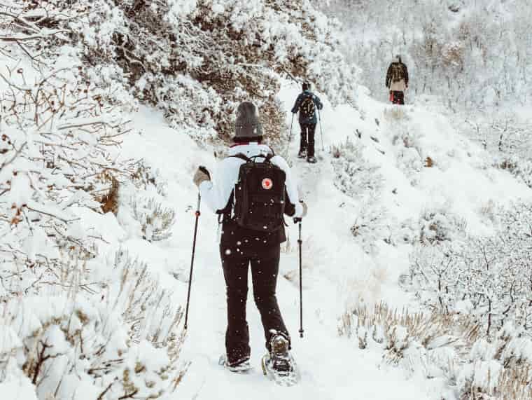 People snowshoeing