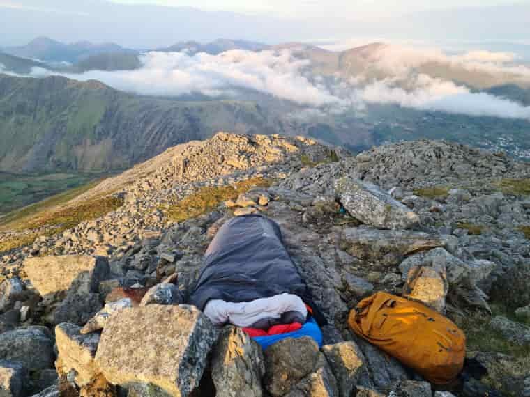 Bivy bag in mountains