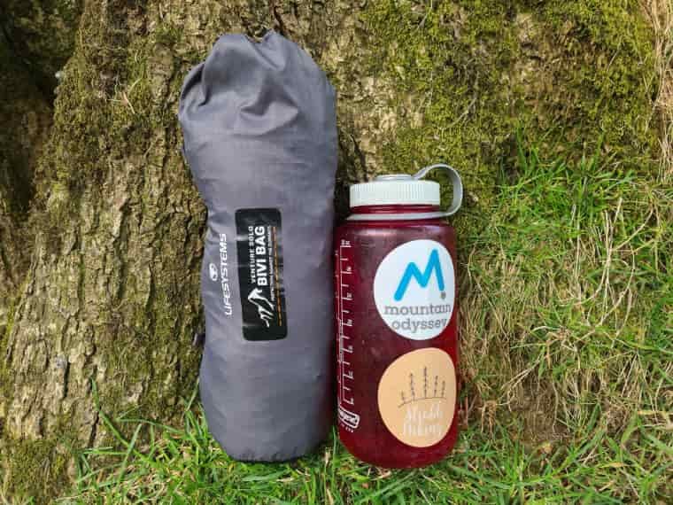 Bottle next to bivi sack