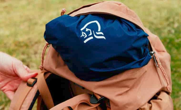 Jacket packed into backpack
