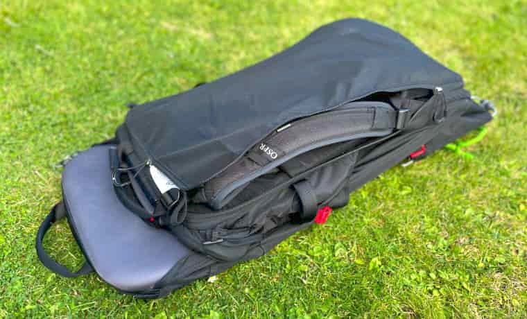 Folded up child carrier