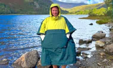 Woman wearing VOITED Trooper Poncho blanket