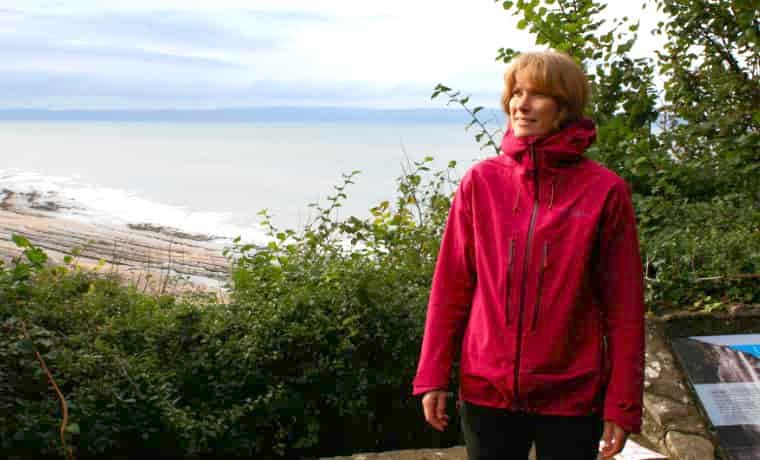 Woman wearing rain jacket
