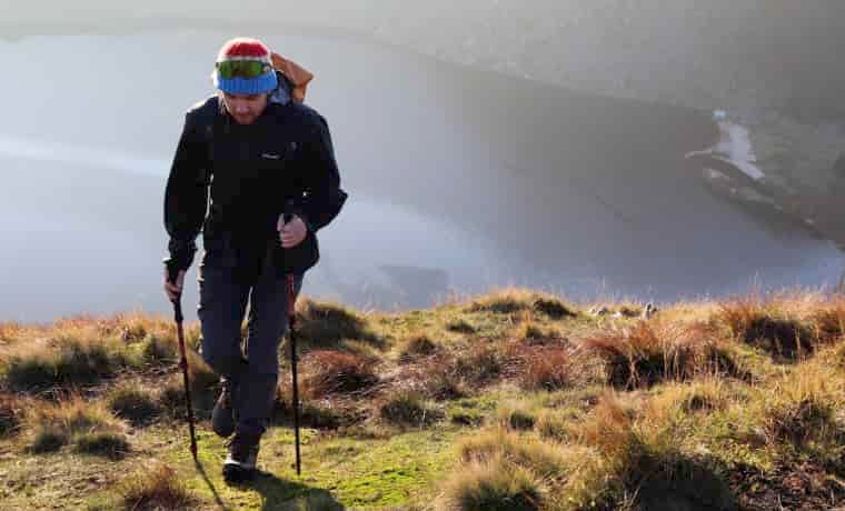 Man hiking in the hills