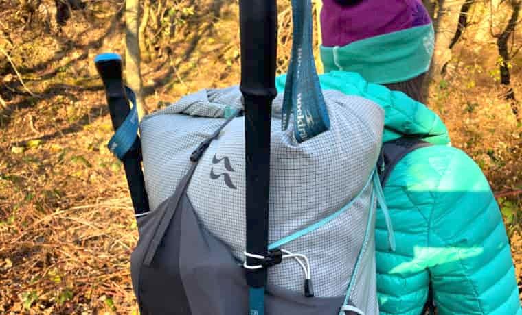 Backpack with hiking poles