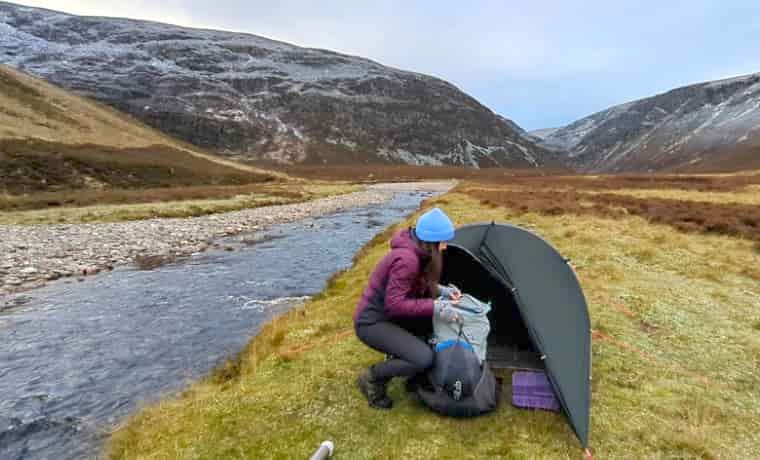 Woman wild camping