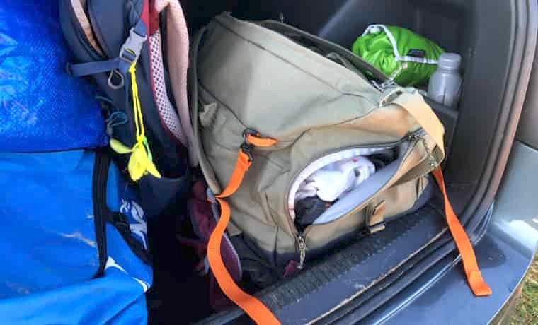 Bag in boot of car