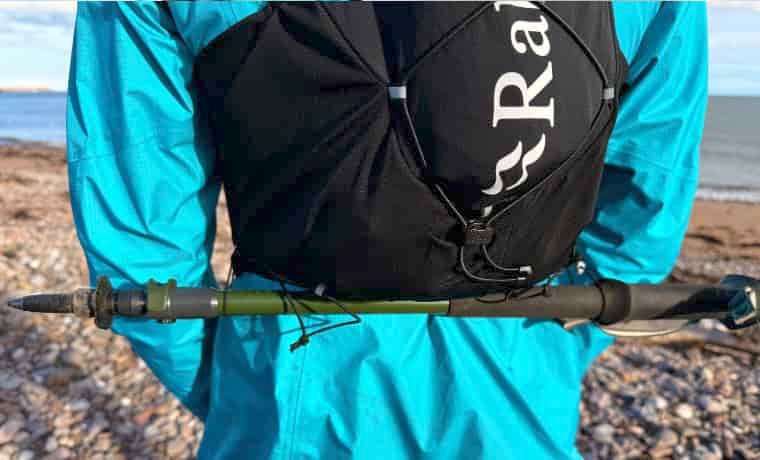 Pole storage on backpack