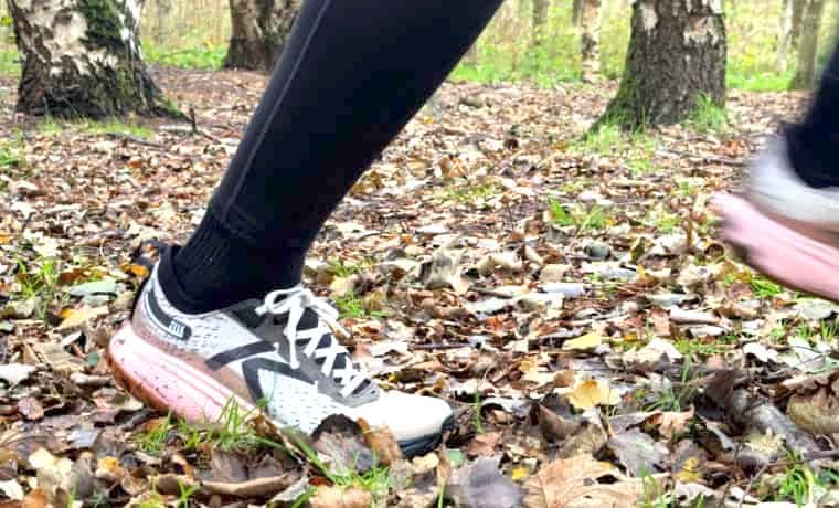 Running shoes in the leaves